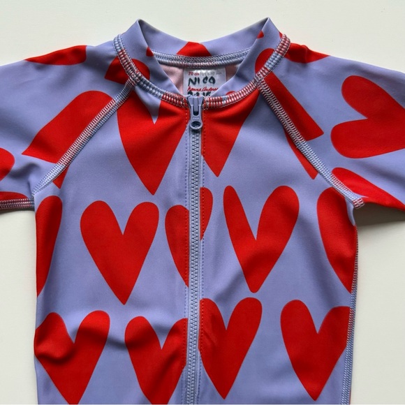 Hanna Andersson Baby Rashguard Suit - Hearts On Hearts On Sweet Lavender - 6-12M - Picture 4 of 13